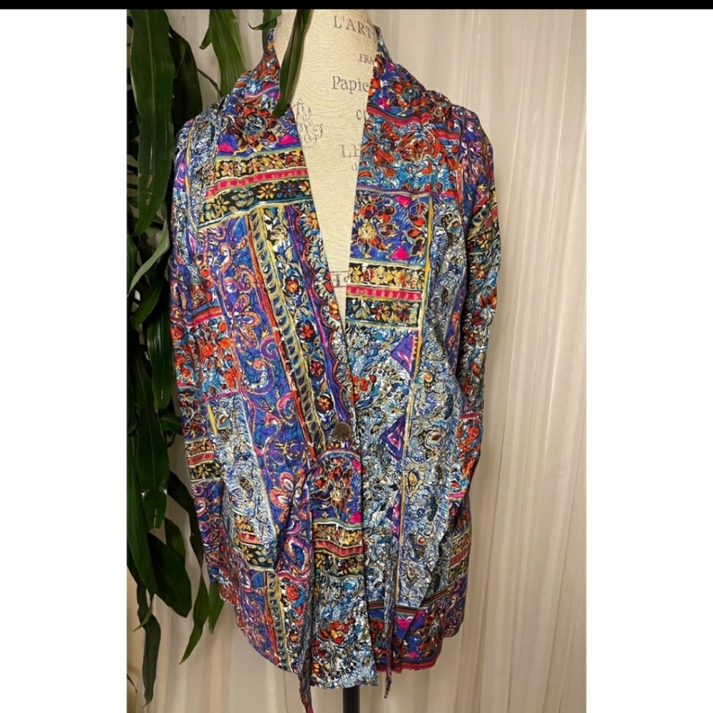 Christine David, Beautiful blazer light jacket front button and ties upfront M - Picture 2 of 7